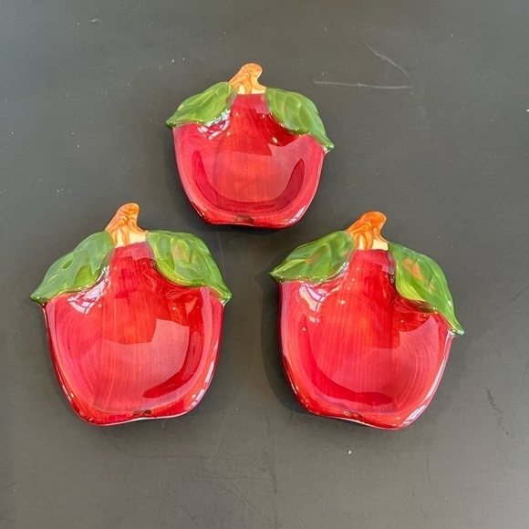 Rare Franciscan Ware Apple Pattern Tea Bag Holders or Spoon Rests - Picture 2 of 8